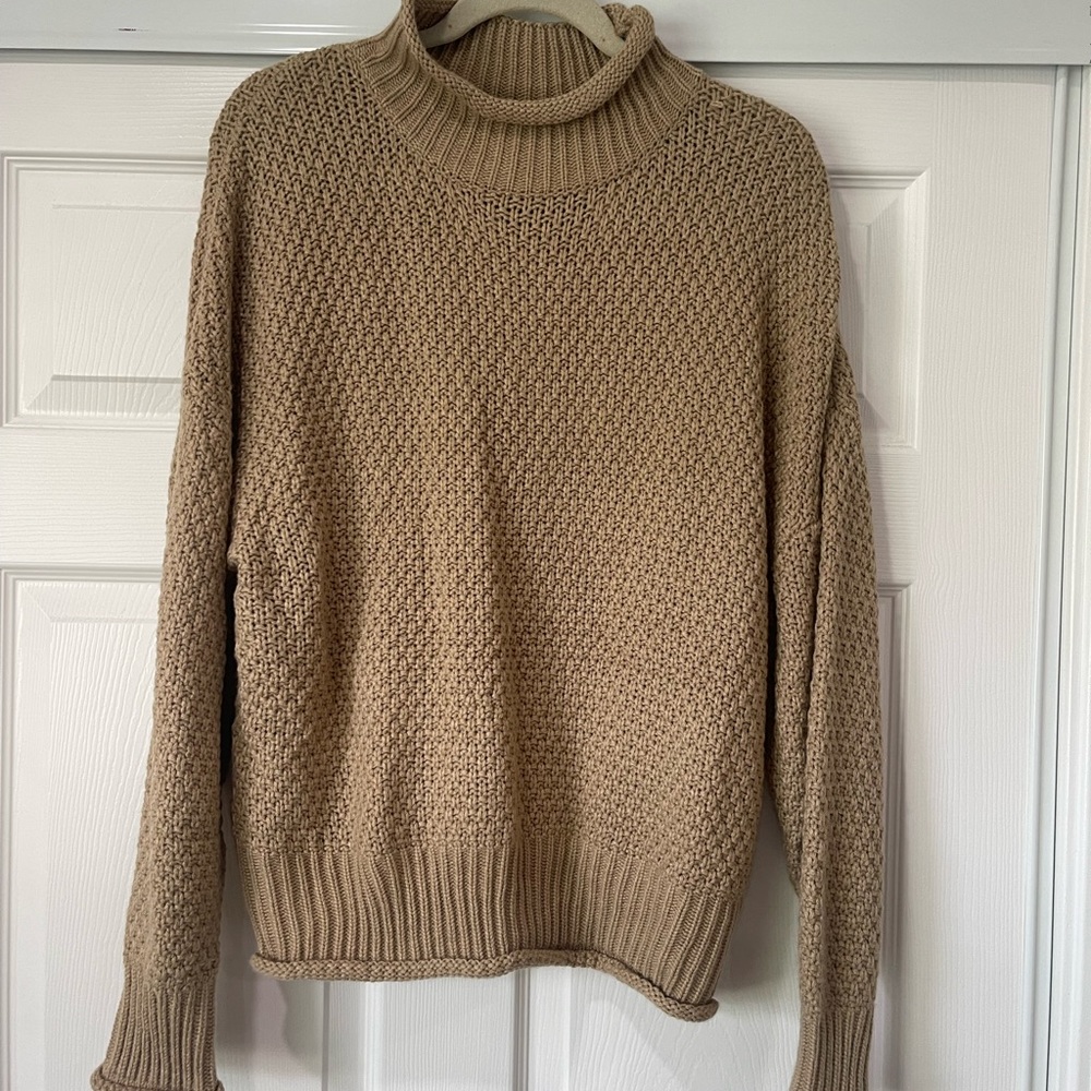 Womens Turtleneck High Neck Balloon Long Sleeve Sweater